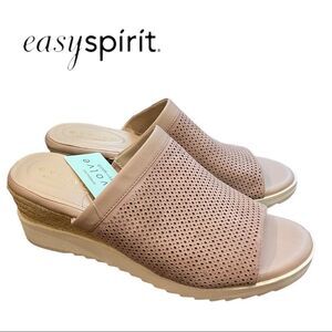 NEW Easy Spirit Evolve Zooey Leather Wedge Slide Sandals 10.5
